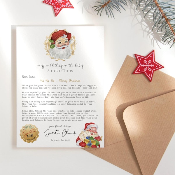 Editable Santa Letter DIY Christmas Santa Claus Letters Digital Download for Boy or Girls Official North Pole Mail Delivery Printable E P191