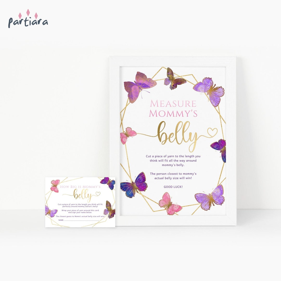 Measure Mommys Belly Game Butterfly Baby Shower Party Activity Table ...