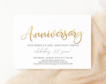 50th Anniversary Party Invite Golden Wedding Anniversary Dinner Invitation Printable Editable Digital Download Template P16