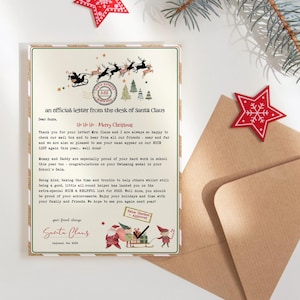Carta de Papá Noel para imprimir, carta oficial de Papá Noel, cartas de Nochebuena para niños o niñas, plantilla de descarga digital editable P191