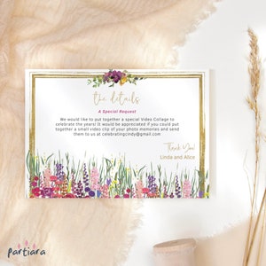 Modelo de cartão com detalhes florais de aniversário, convite para festa de jardim de primavera ou verão editável, inserção de notas para impressão, download digital P621