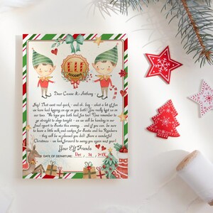 Cartas de despedida para elfos, cartas de despedida para elfos navideños, elfo niño imprimible, lista de buenos amigos de Papá Noel, plantilla Corjl editable para descarga digital P191