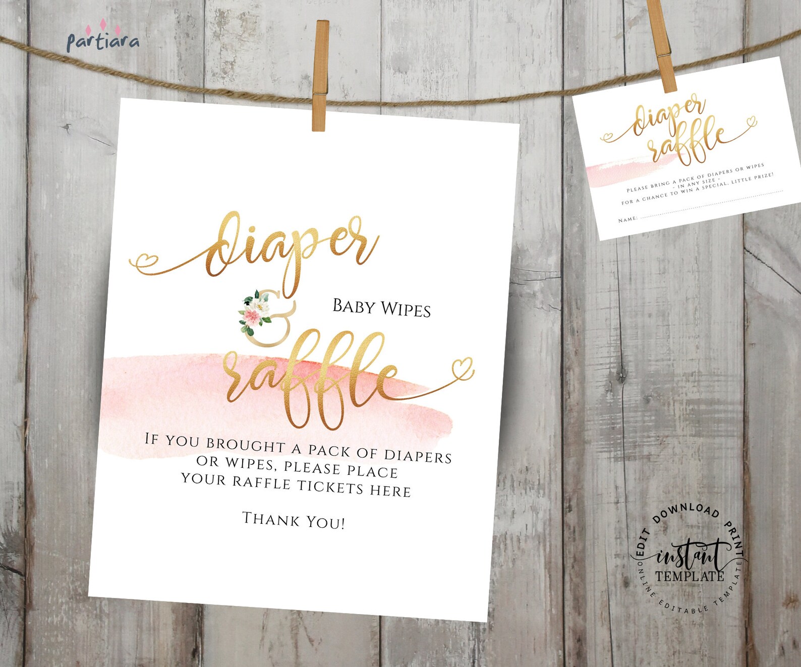 Diaper and Baby Wipes Raffle Game Girl Baby Shower Games Sign Etsy