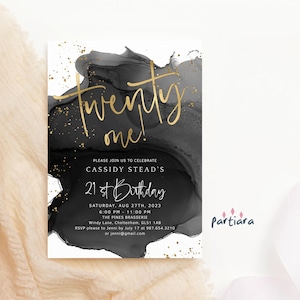 21st Birthday Invitation Printable Men or Ladies Twenty One Dinner Party Invite Editable Digital Download Template P268