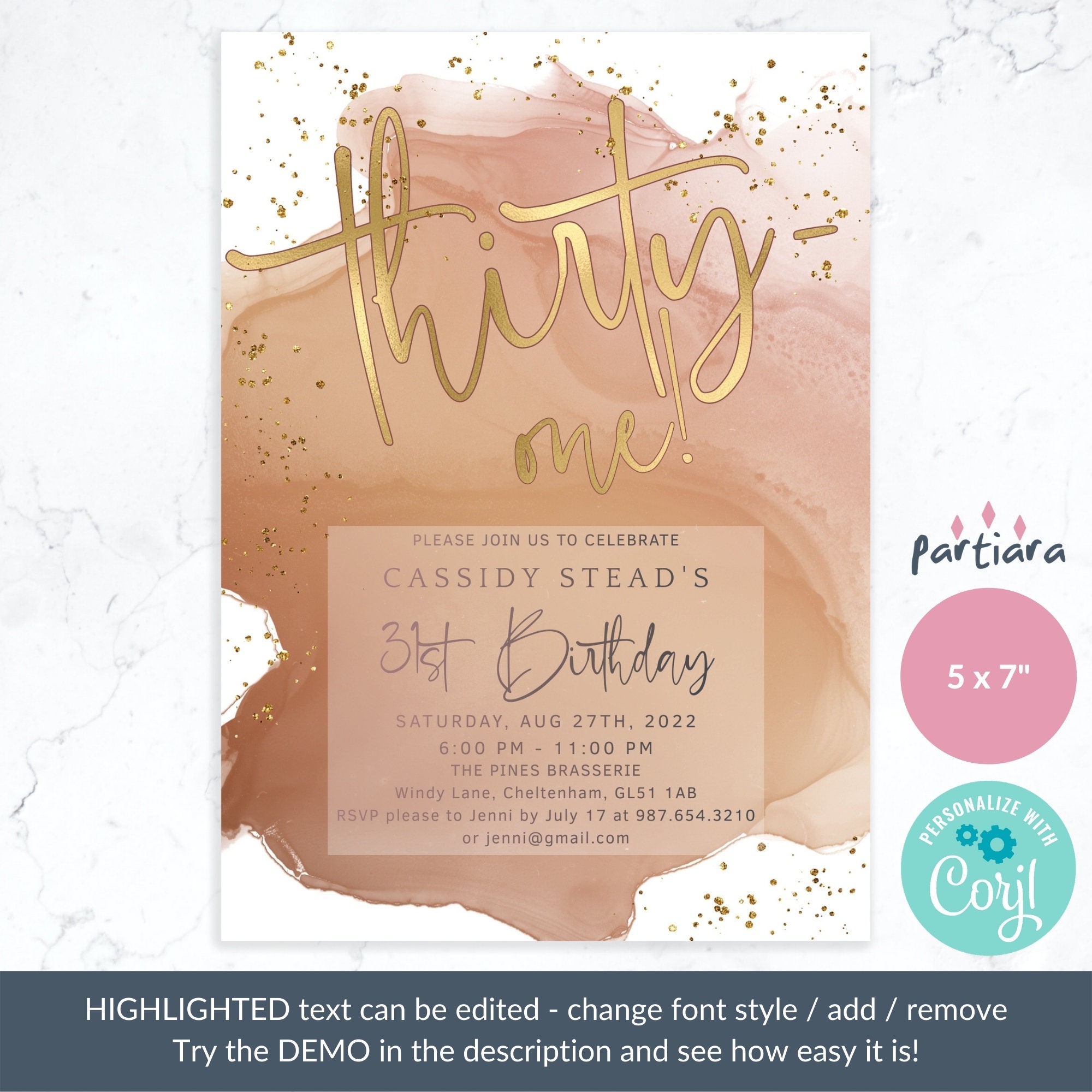 31st Birthday Invitations Printable Editable Ladies Fall or Etsy UK