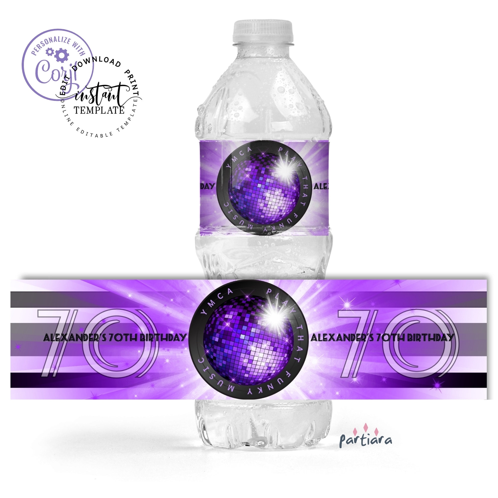 Disco Dance Water Bottle Labels Editable Water Bottle Wraps | Etsy