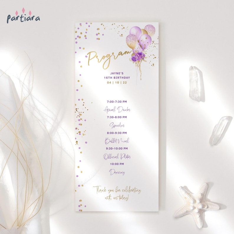 Ladies Program Card Editable Template Birthday Programs - Etsy