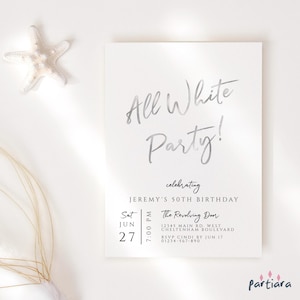 All White Party Invite Birthday Brunch Invitation Printable Ladies Lunch or Dinner Invites Flyer Editable Digital Download Template P245