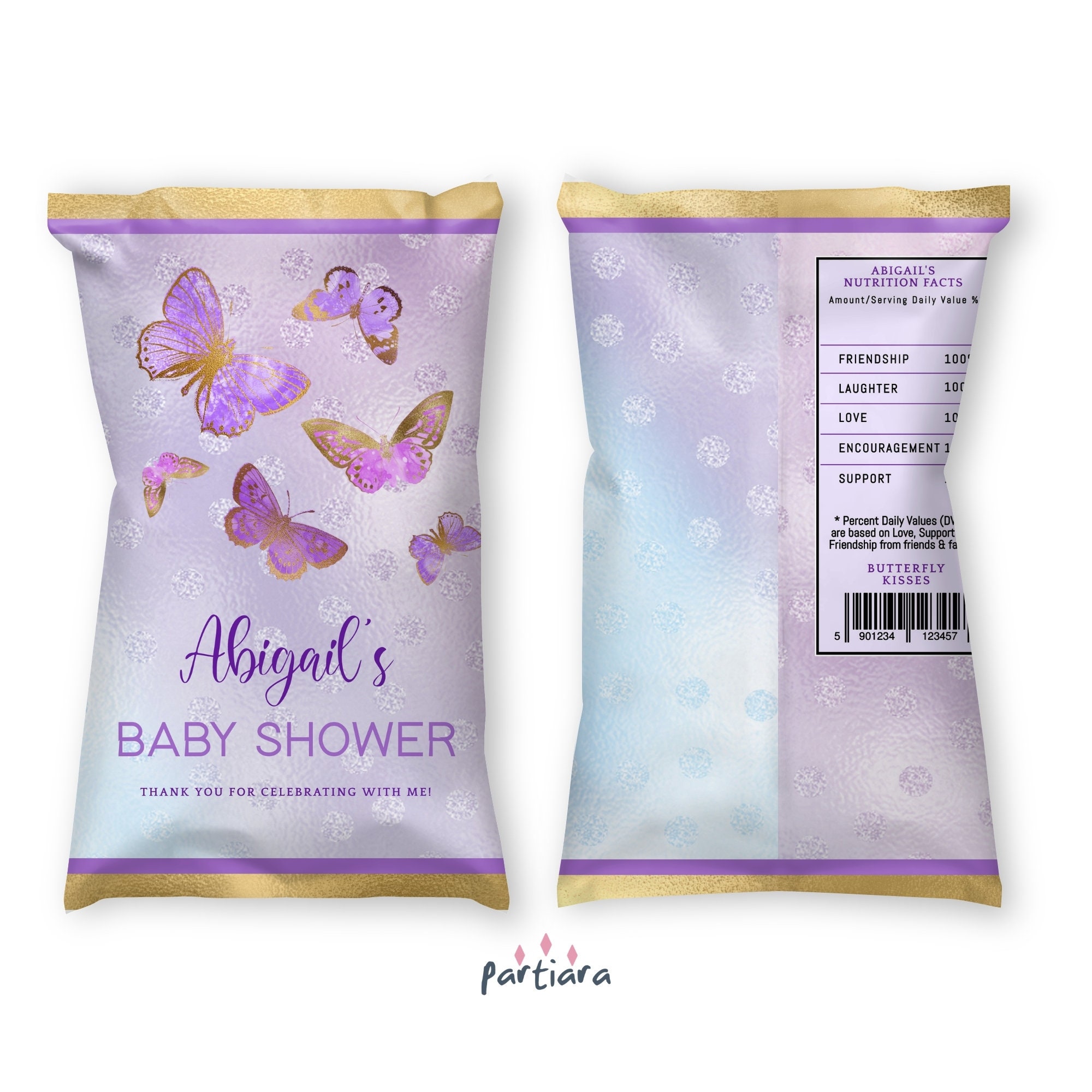 Butterflies Chip Bag Girl Baby Shower Party Favor Editable Etsy UK