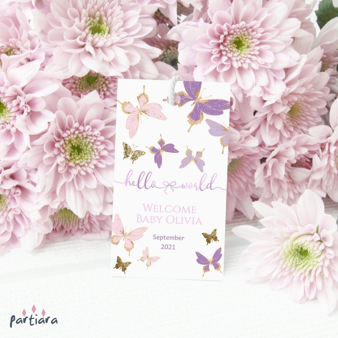 Butterfly Baby Shower Favors Printable Girl Favor Gift Thank You Tags