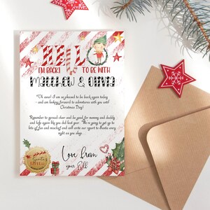 Briefsjabloon elf aankomst, hallo, ik ben terug bewerkbare Corjl-kaart, jongen meisje kerstactiviteit elfenspel afdrukbaar, digitale download P191