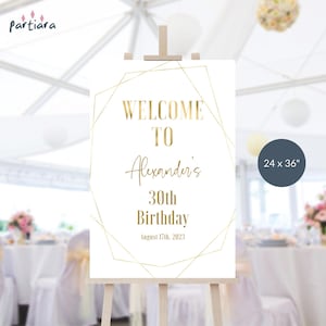 Events Welcome Sign, Birthday Welcome Template, Ladies Dinner Party Welcome Board Printable, All White Gold Decor, Editable 24x36 P86