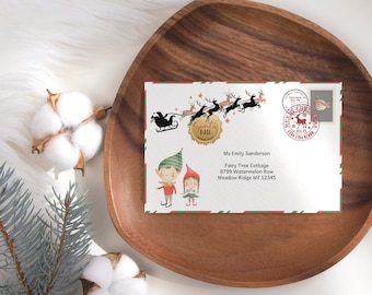 Editable Santa Claus Letter Envelope Template Printable North Pole Elf Mail Delivery Personalized Boy Girl Christmas Letters Lapland P191