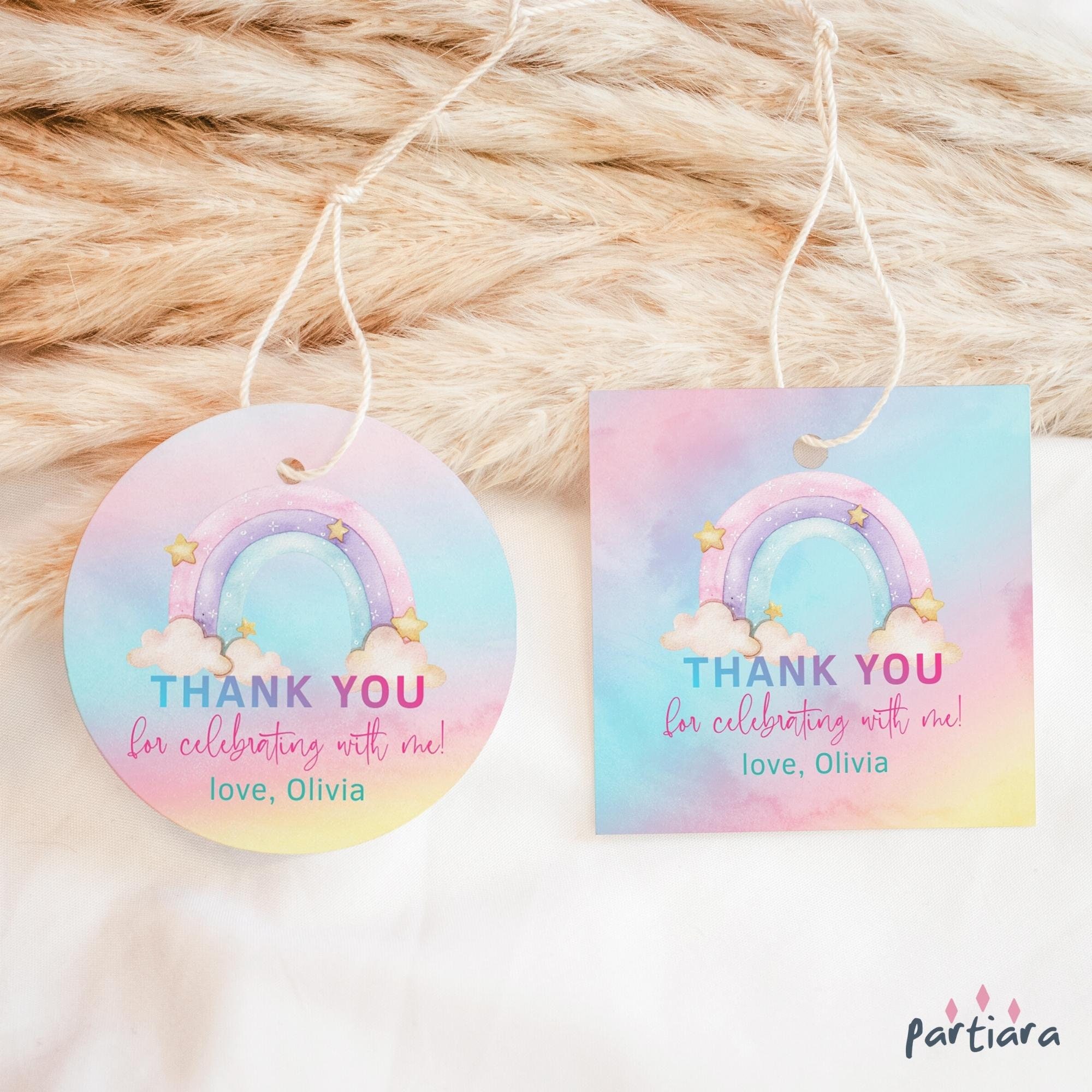 Rainbow Favor Tags Editable Girl's 1st Birthday Party Gift Etsy