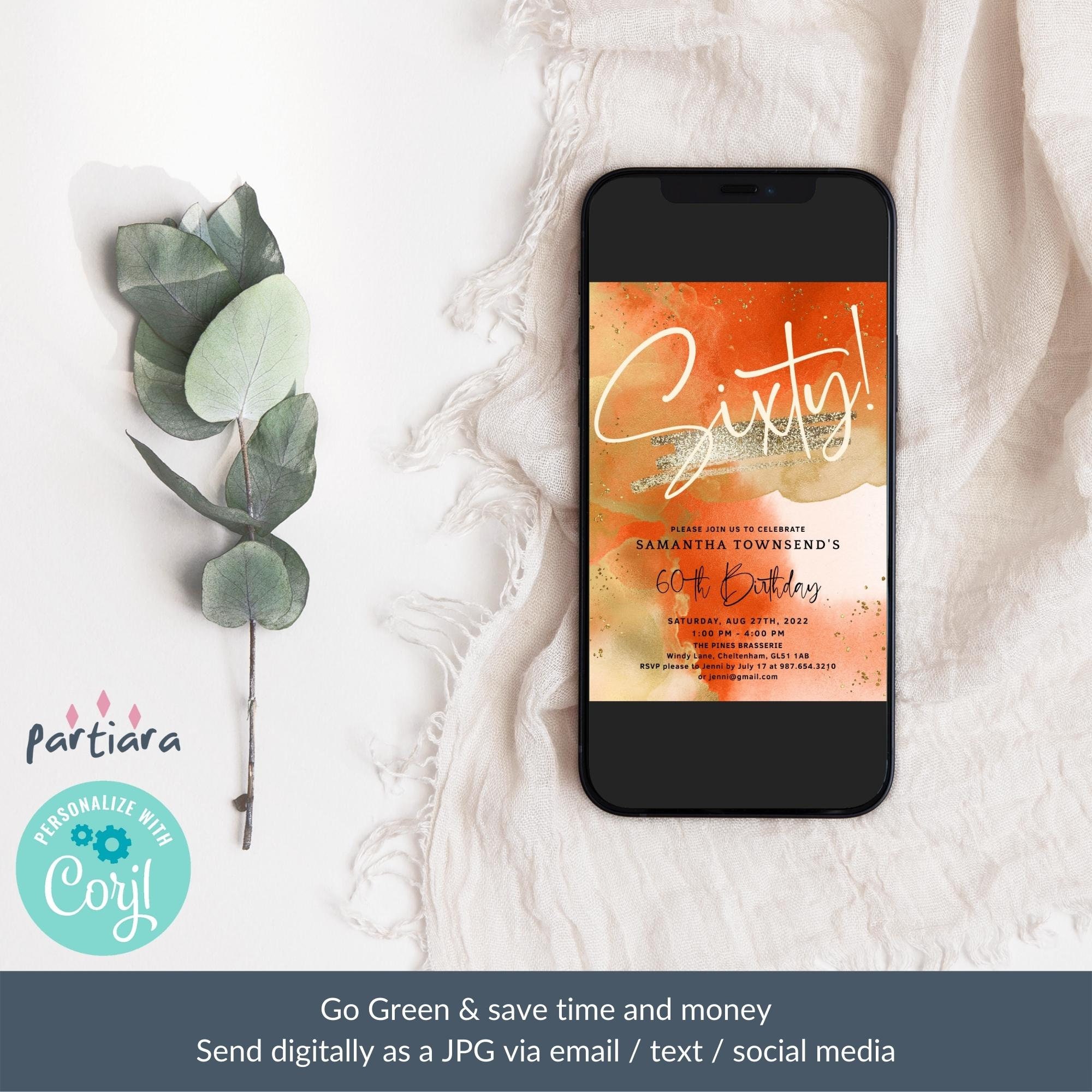 60th Birthday Printable Ladies Digital Party Invite Editable - Etsy UK