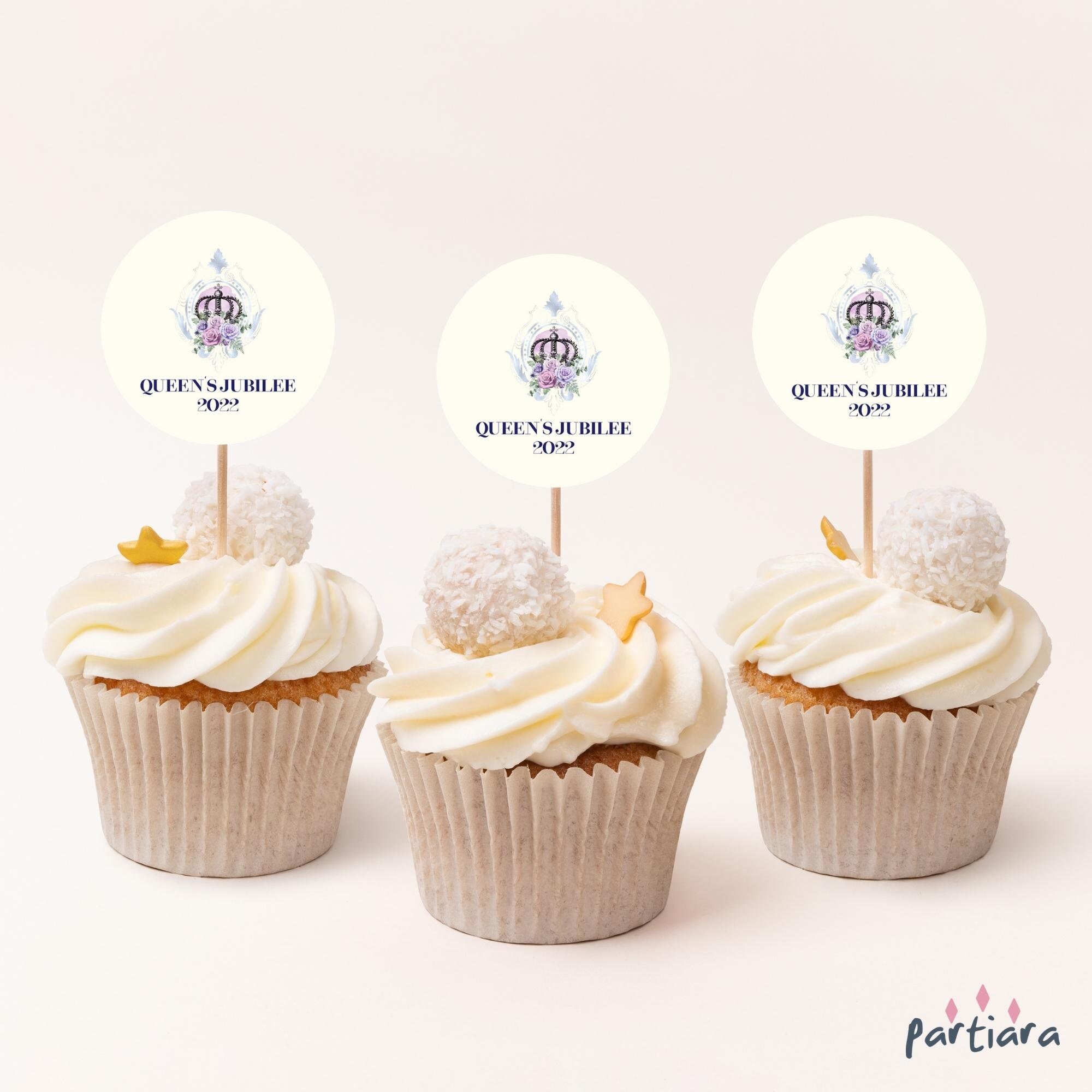 Queen's Platinum Jubilee Cupcake Toppers Printable Garden Etsy UK