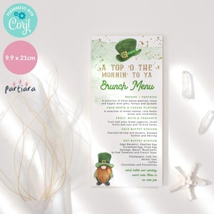 Editable St Patricks Day Menu Card Template Saint Patrick's Irish Party Table Menus Printable Birthday Brunch Menus Digital Download P135 image 4