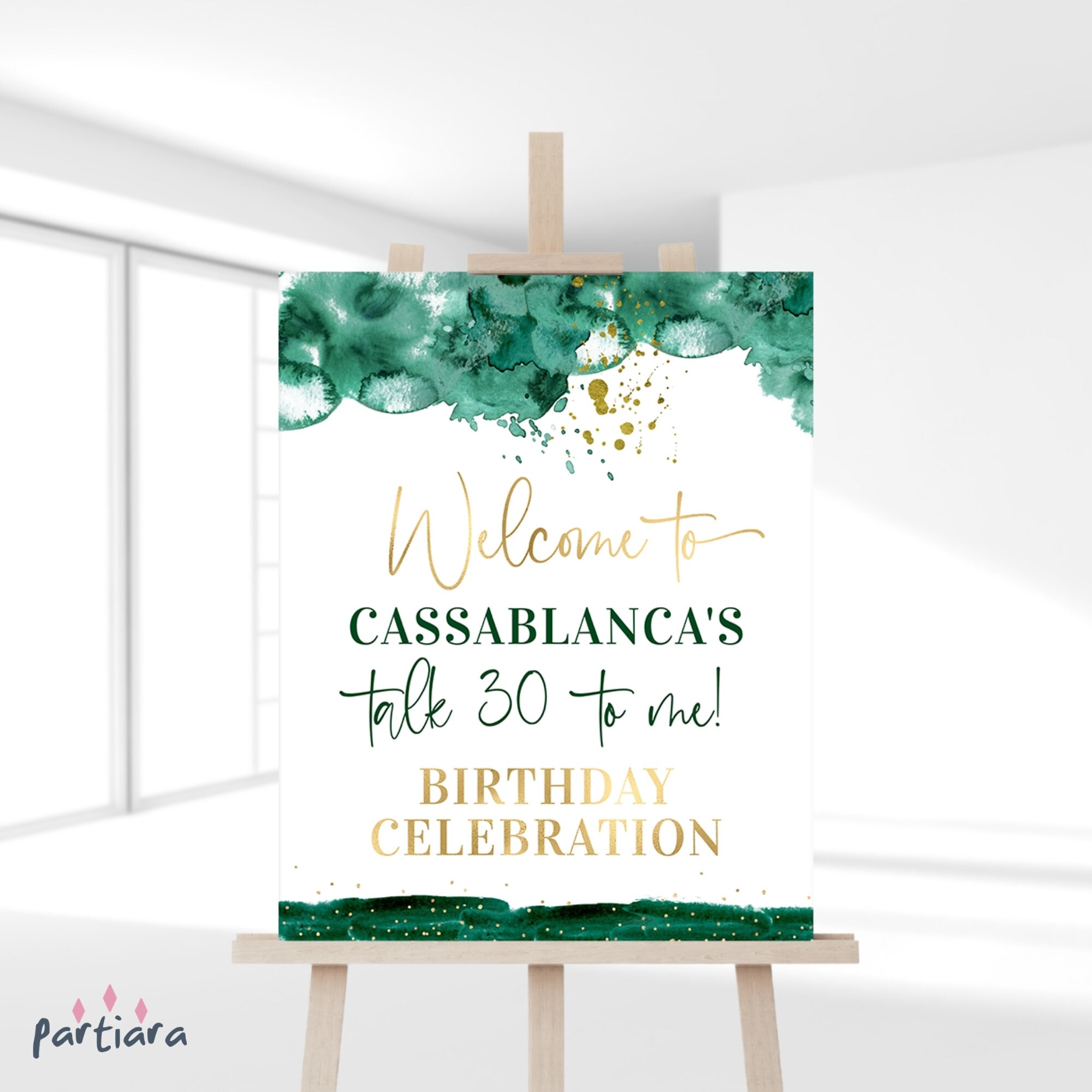 emerald-green-gold-birthday-welcome-sign-editable-template-etsy