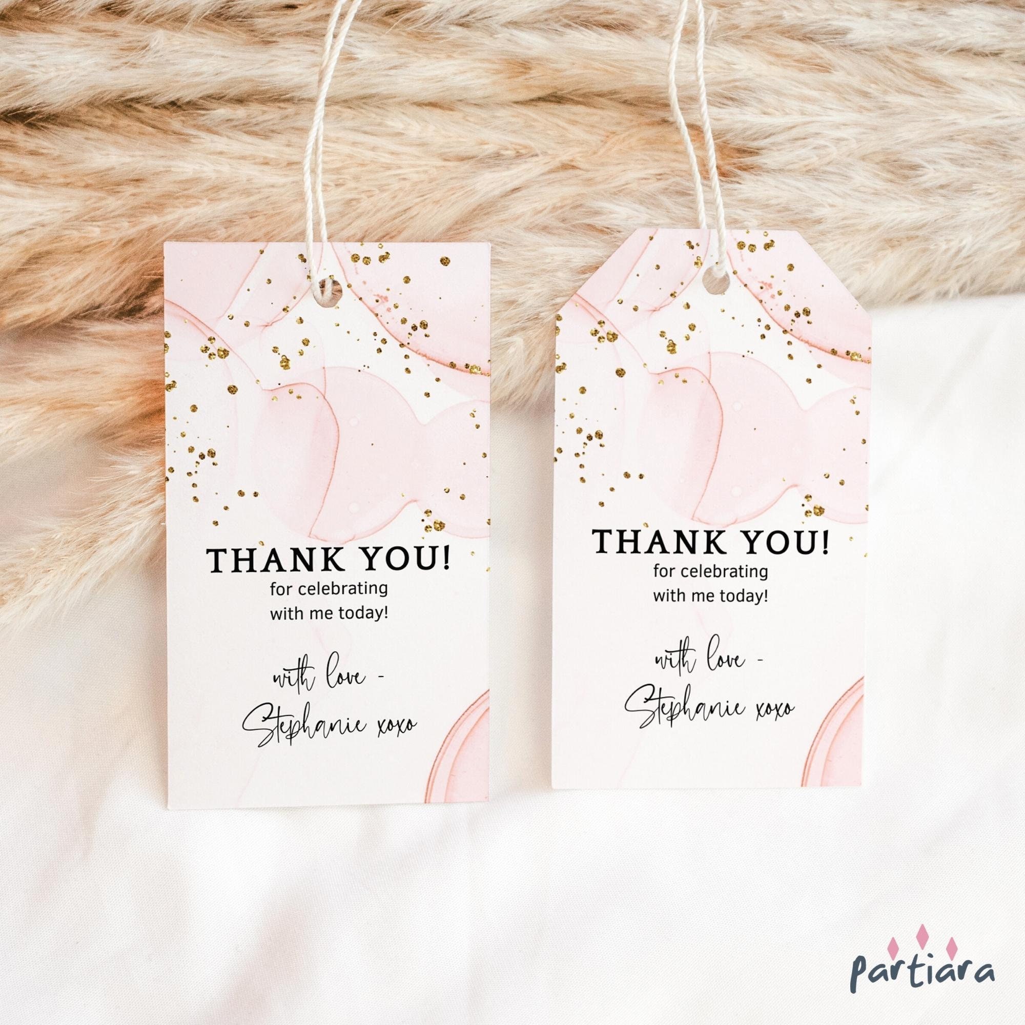 Blush Pink Gold Favor Tag Printable Digital Download Ladies or Teen Girl Birthday Party Gift Thank You Label Editable Template P262