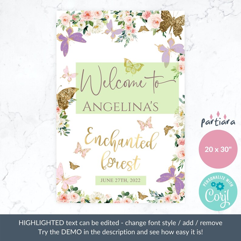 Enchanted Forest Welcome Sign Printable Girl's Birthday - Etsy