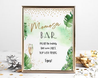 Jungle Safari Baby Shower Momosa Bar Sign Printable Boy Girl Printable Tropical Mimosa Drinks Table Poster Decor Editable Download P153