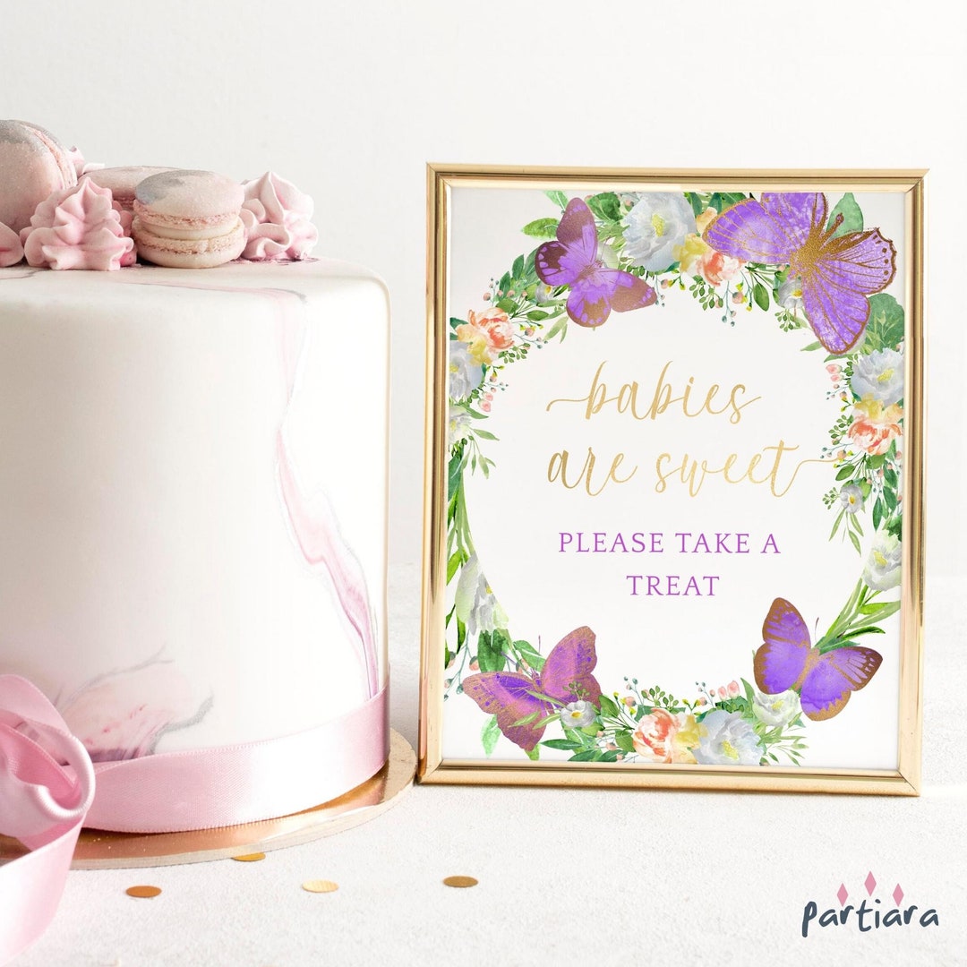 Editable Butterfly Baby Shower Treats Sign Printable Girl - Etsy