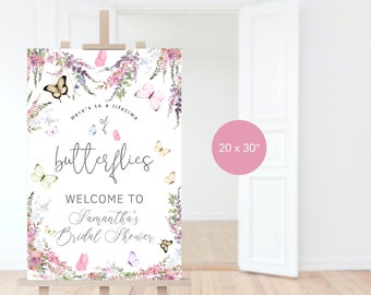 Lifetime of Butterflies Welcome Sign 20x30 Template Editable Bridal Shower Brunch Welcome Party Poster Decor Printable Digital Download P256