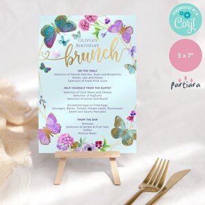 Butterfly Brunch Menu Template, Girls Birthday Menus Printable, Pink ...