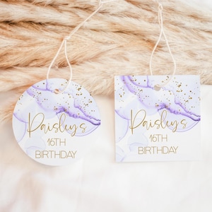 Lavender Thank You Tag, Favor Gift Tags Printable, Girls Purple Lilac Party Bag Labels, Editable Digital Download Template P300