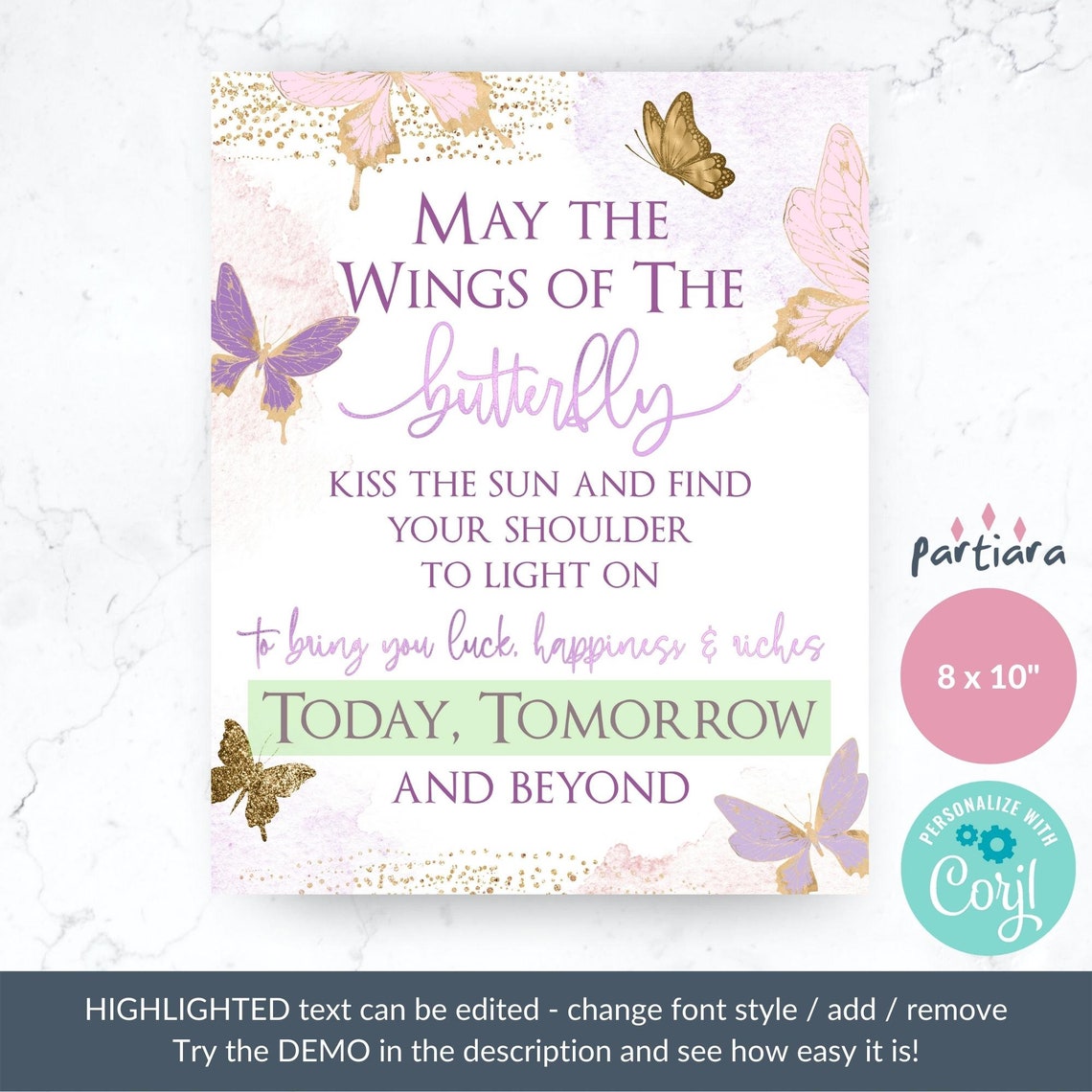 Butterfly Baby Shower Table Decor Printable Saying Butterflies Etsy