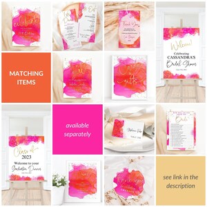 Tropical 50th Invitation Hello Fifty Hot Pink Orange Invite Printable Ladies Dinner Dance Party Invites Editable Digital Download P200 image 2
