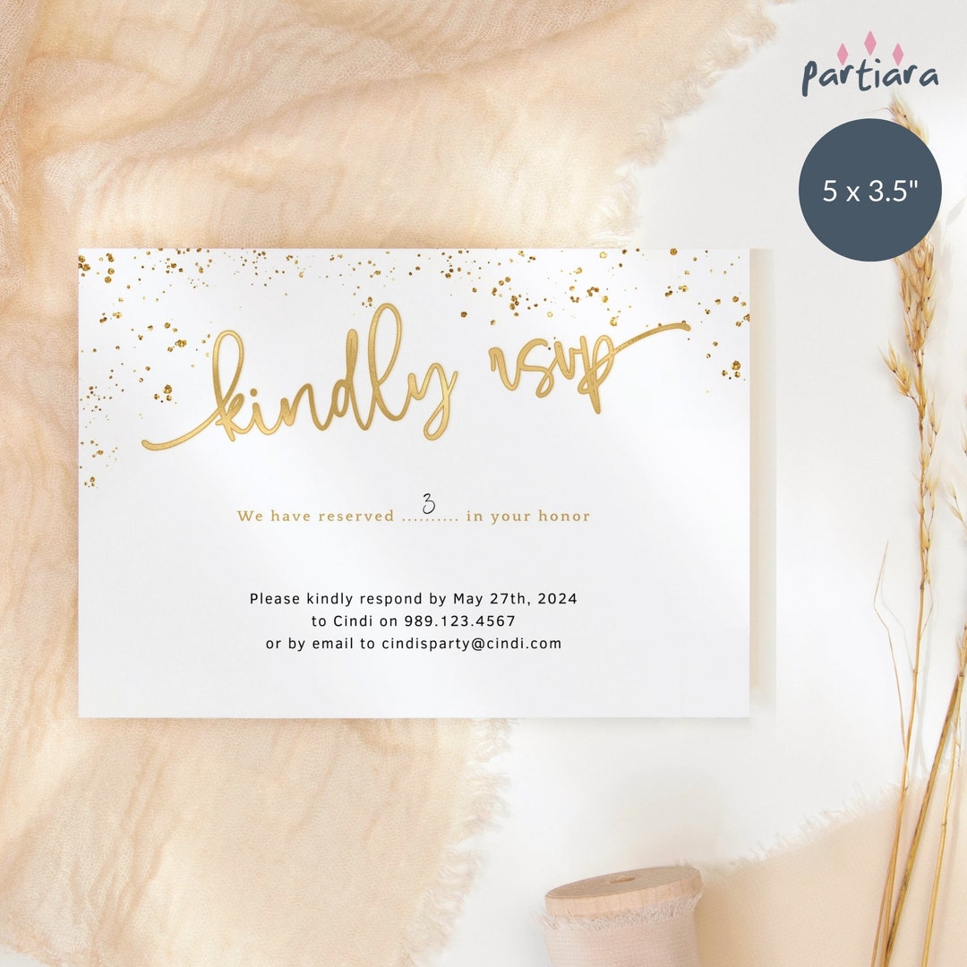 Birthday RSVP Card Template, All White Gold Ladies Dinner Party Rsvps ...