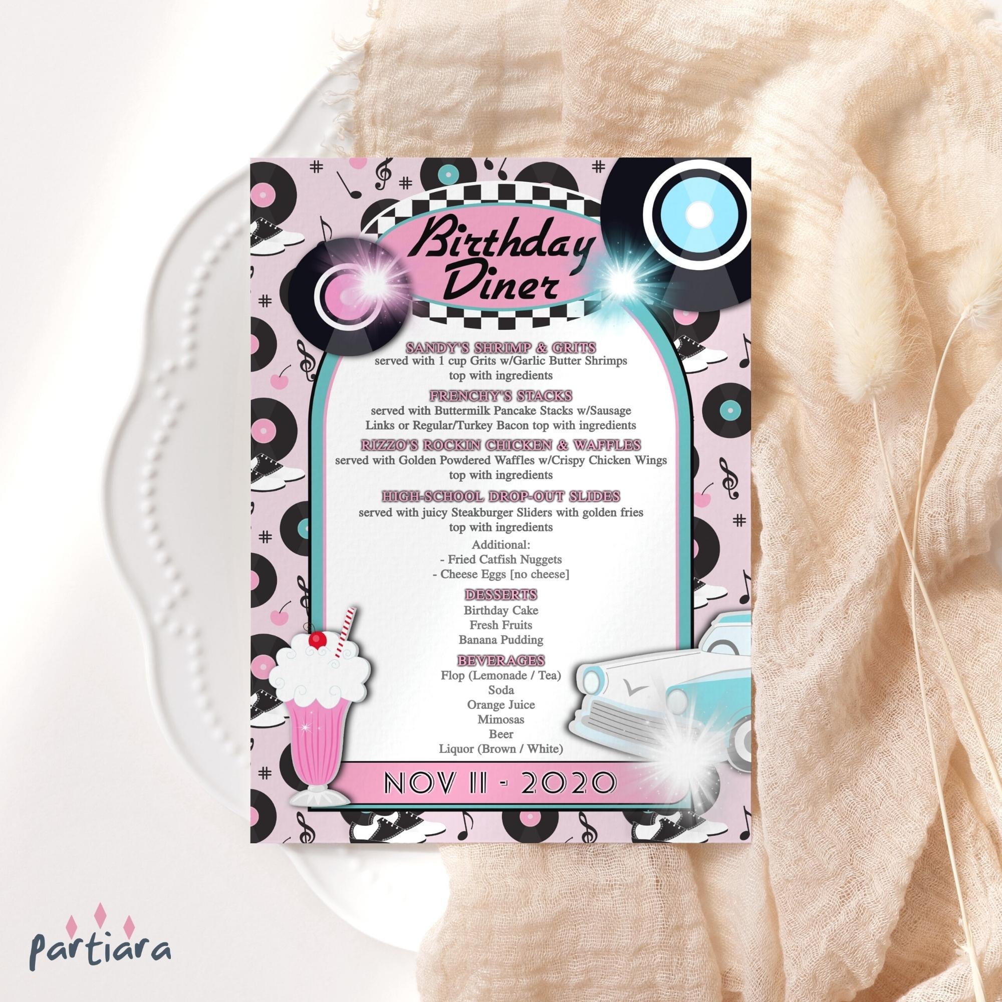 50s Diner Menu Template