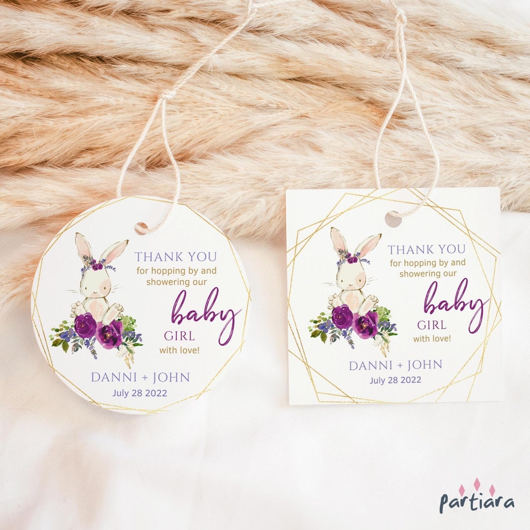 Bunny Thank You Tag Girl Baby Shower Favor Gift Tags Printable ...