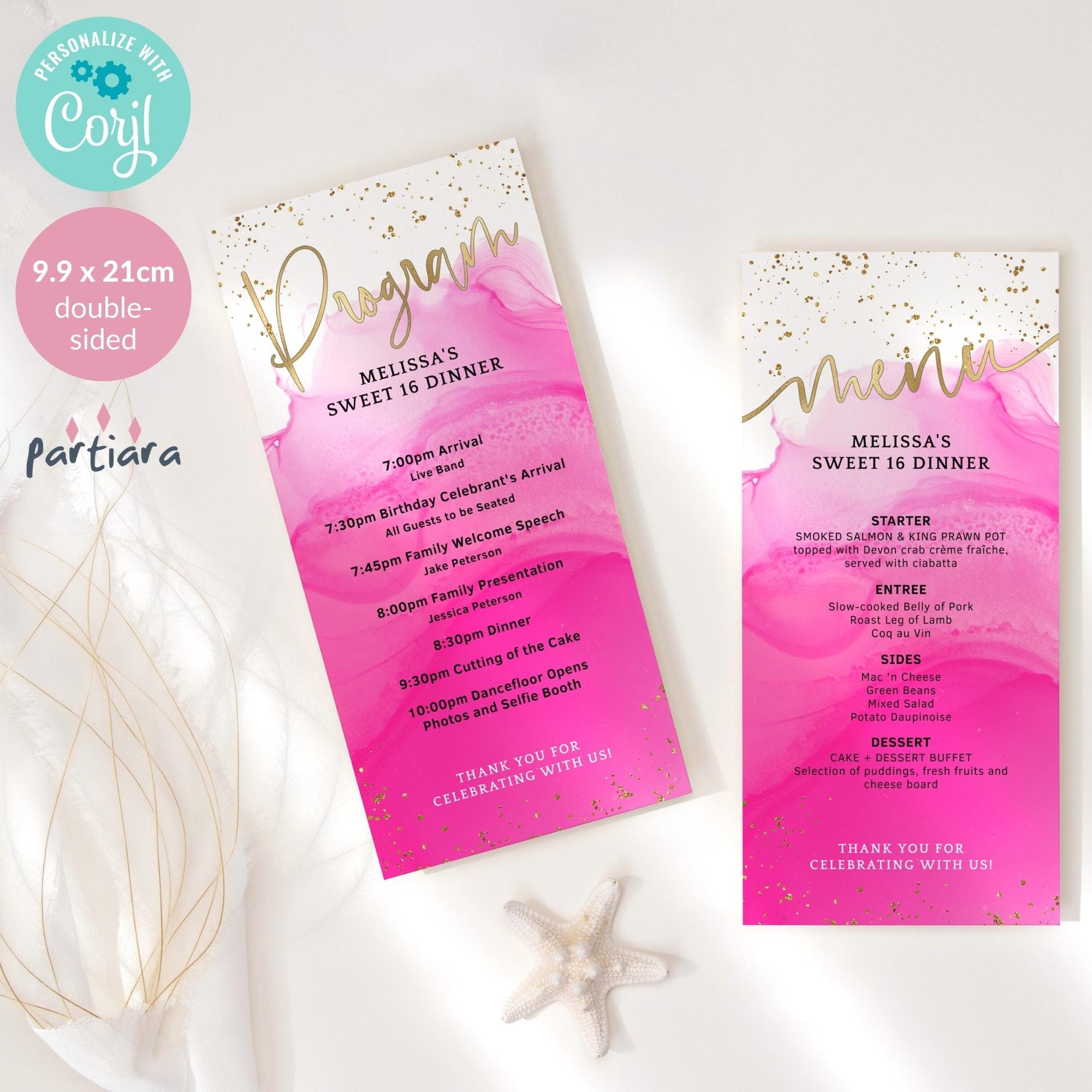 Layout Event Program Design Color Pink Pink Birthday Program Template, Ladies Menu With Programs Printable ...