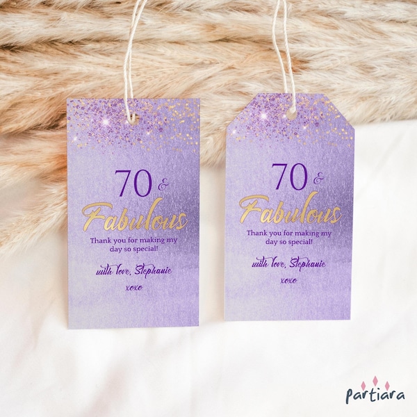 Lavender Gold Birthday Favor Tag Editable Template Ladies Lilac Purple Dinner Party Thank You Gift Labels Printable Download P139 P264