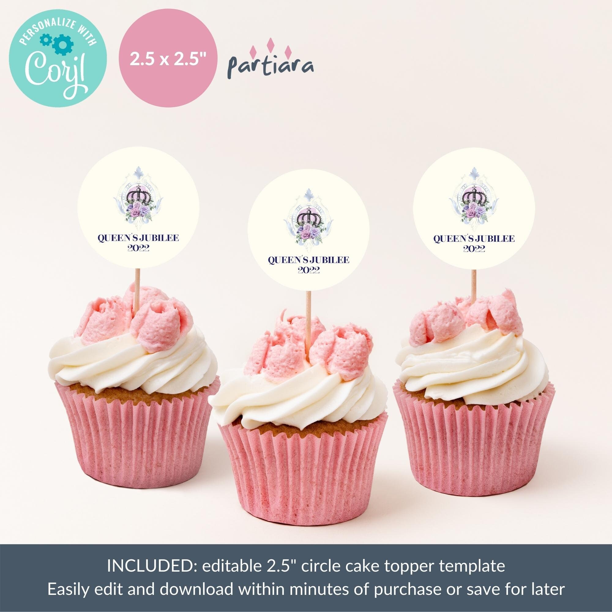 Queen's Platinum Jubilee Cupcake Toppers Printable Garden Etsy UK