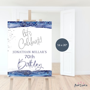 Editable Birthday Sign Welcome Party Template, Royal Blue Dinner Party Welcome Poster Printable, Teen Boys Mens Events Decor Download P237
