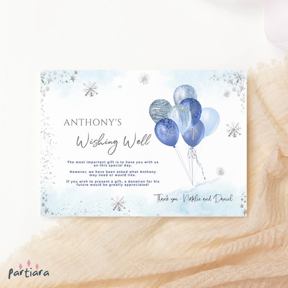 Wishing Well Card Boy Baptism Christening Gift Request Cards Etsy