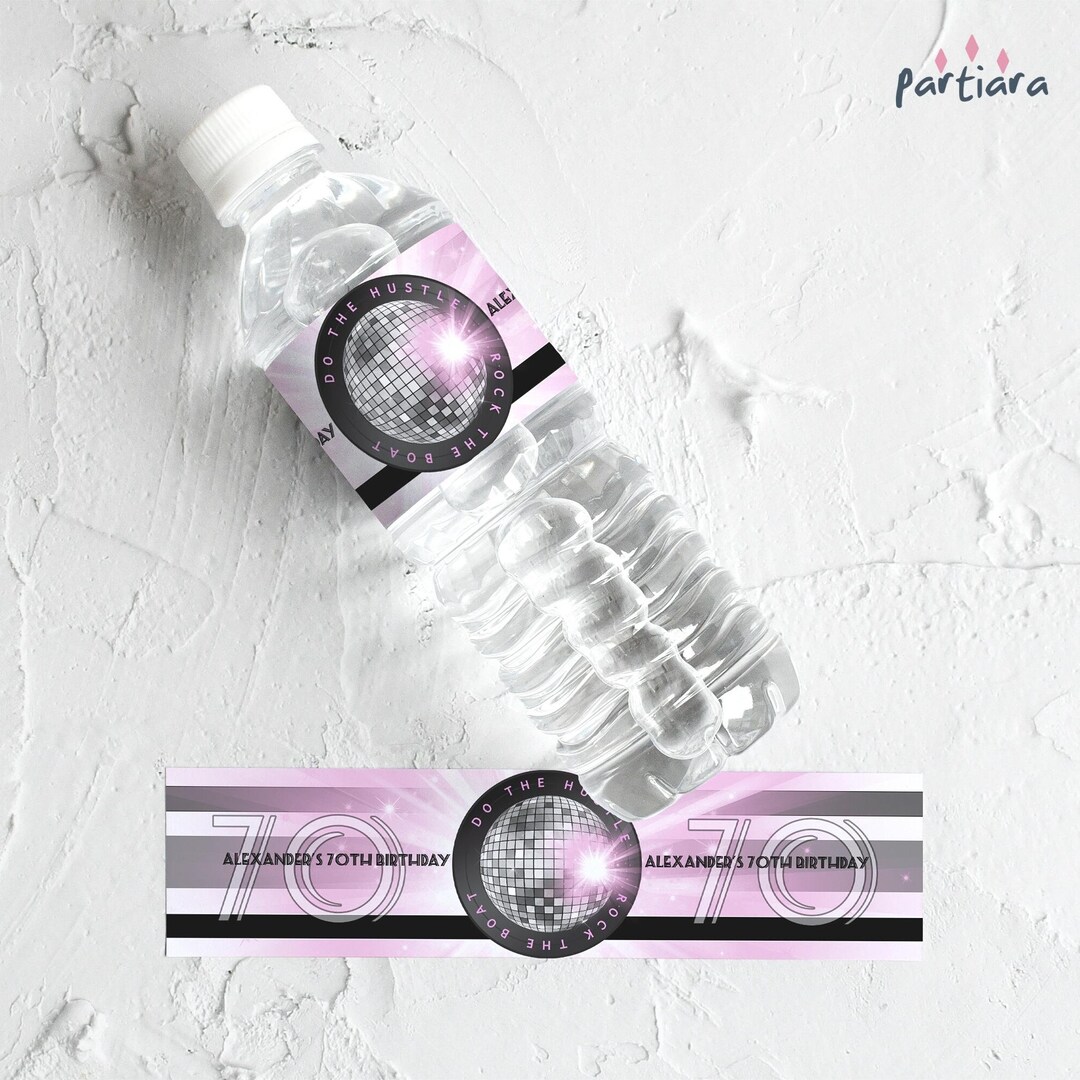 Disco Dance Party Water Bottle Labels Printable Teens Girls Ladies ...