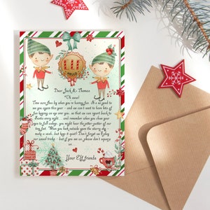 Carta de chegada de elfo, elfos de Natal, cartas de olá para menino, editável, faça você mesmo, download digital, modelo Corjl, autoedição online, faça você mesmo, impressão C P191