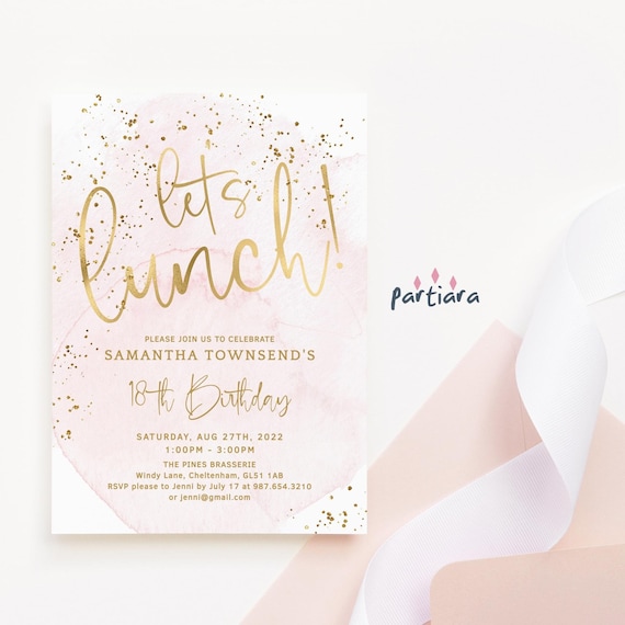 Ladies Lunch Party Invitation Printable Blush Pink Gold - Etsy
