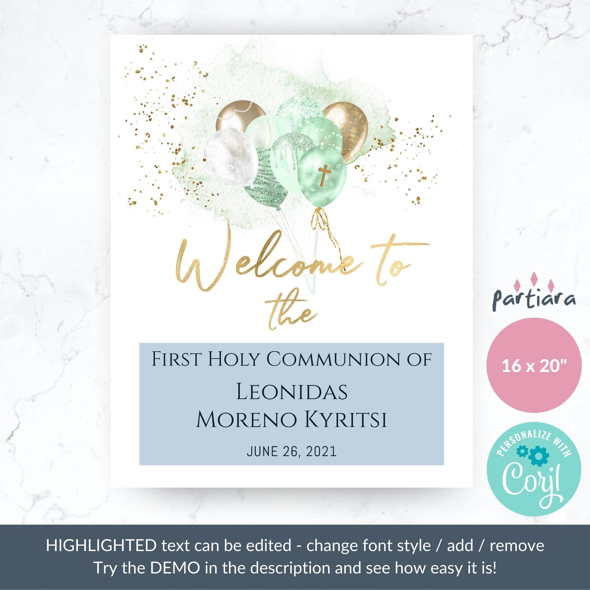 Communion Mint Welcome Communion Sign, First Holy Communion Welcome Poster Printable ...