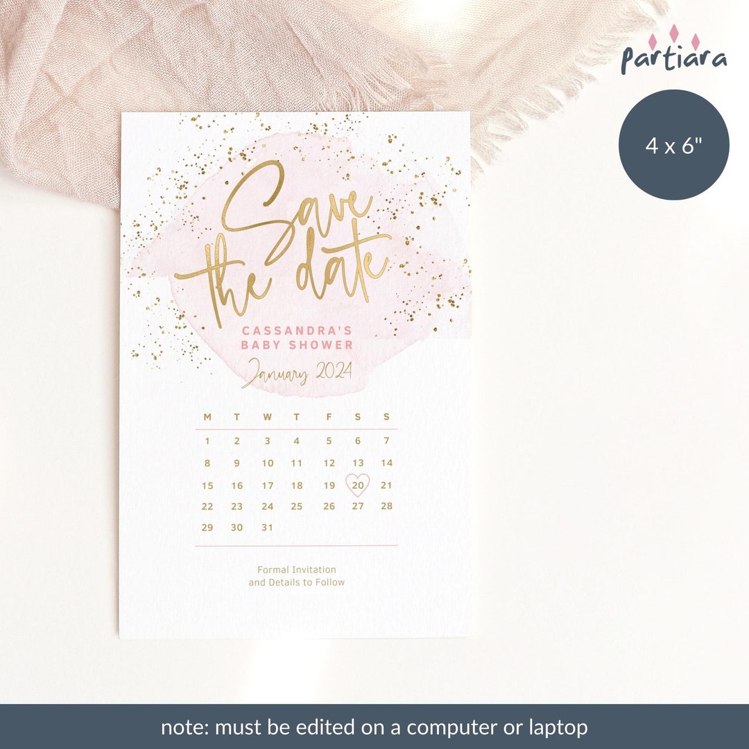 Save the Date Birthday Card Printable, Calendar Save the Dates Bridal ...