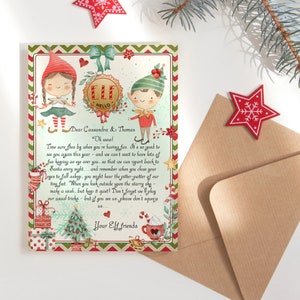 Carta de elfo Olá, chegada, cartas de elfos, menino ou menina, elfo de Natal Olá, estou de volta, modelo digital editável para impressão P191
