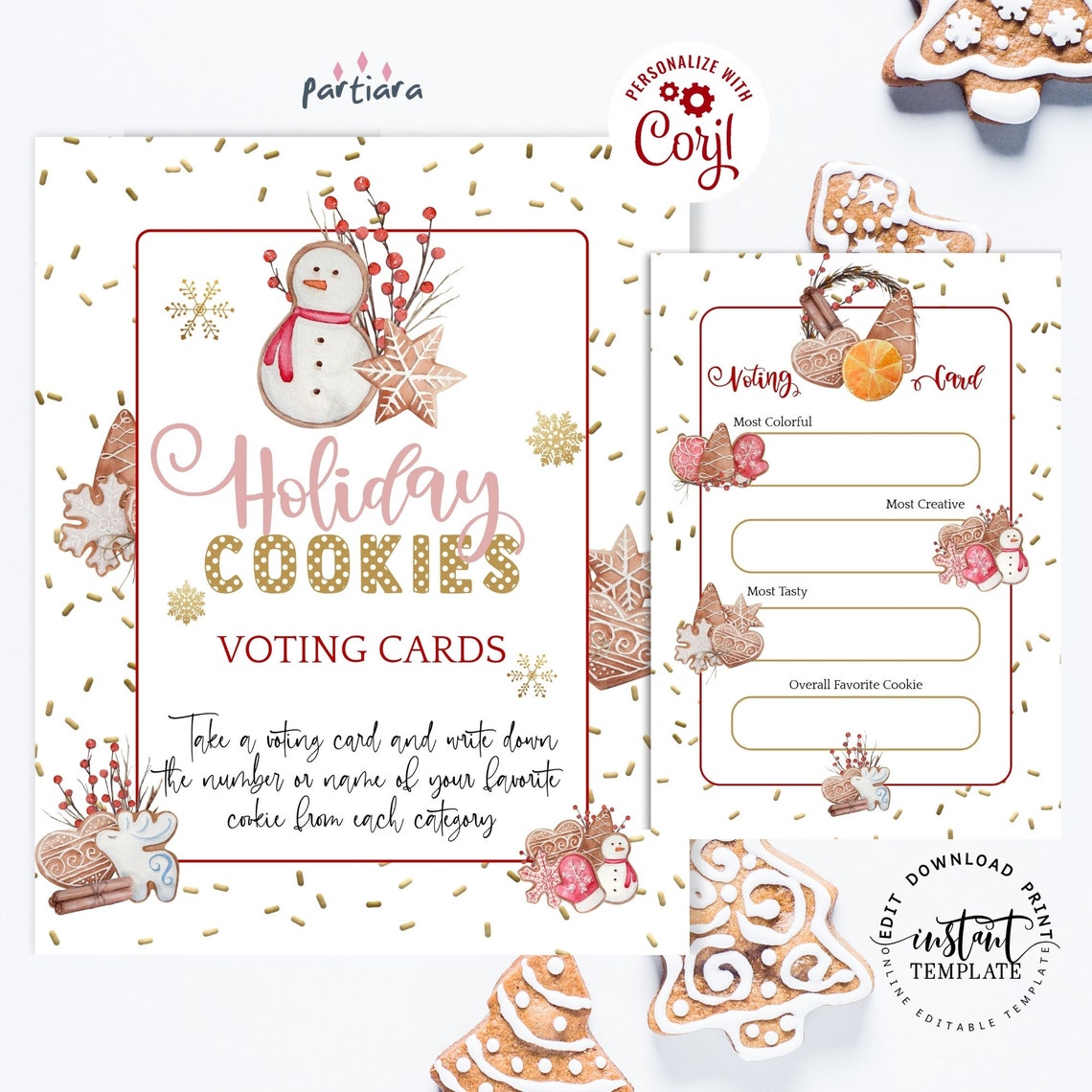 EDITABLE Christmas Holiday Cookie Exchange Printable Ballot | Etsy
