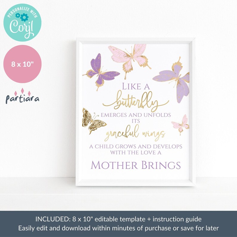 Butterfly Baby Shower Decoration Sign Printable, Little Butterflies