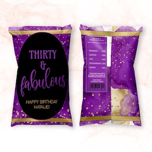 Purple Chip Bag Template, Birthday Chip Bags for Teen Girls or Ladies Events, Editable Favor Labels Printable, Digital Download P281