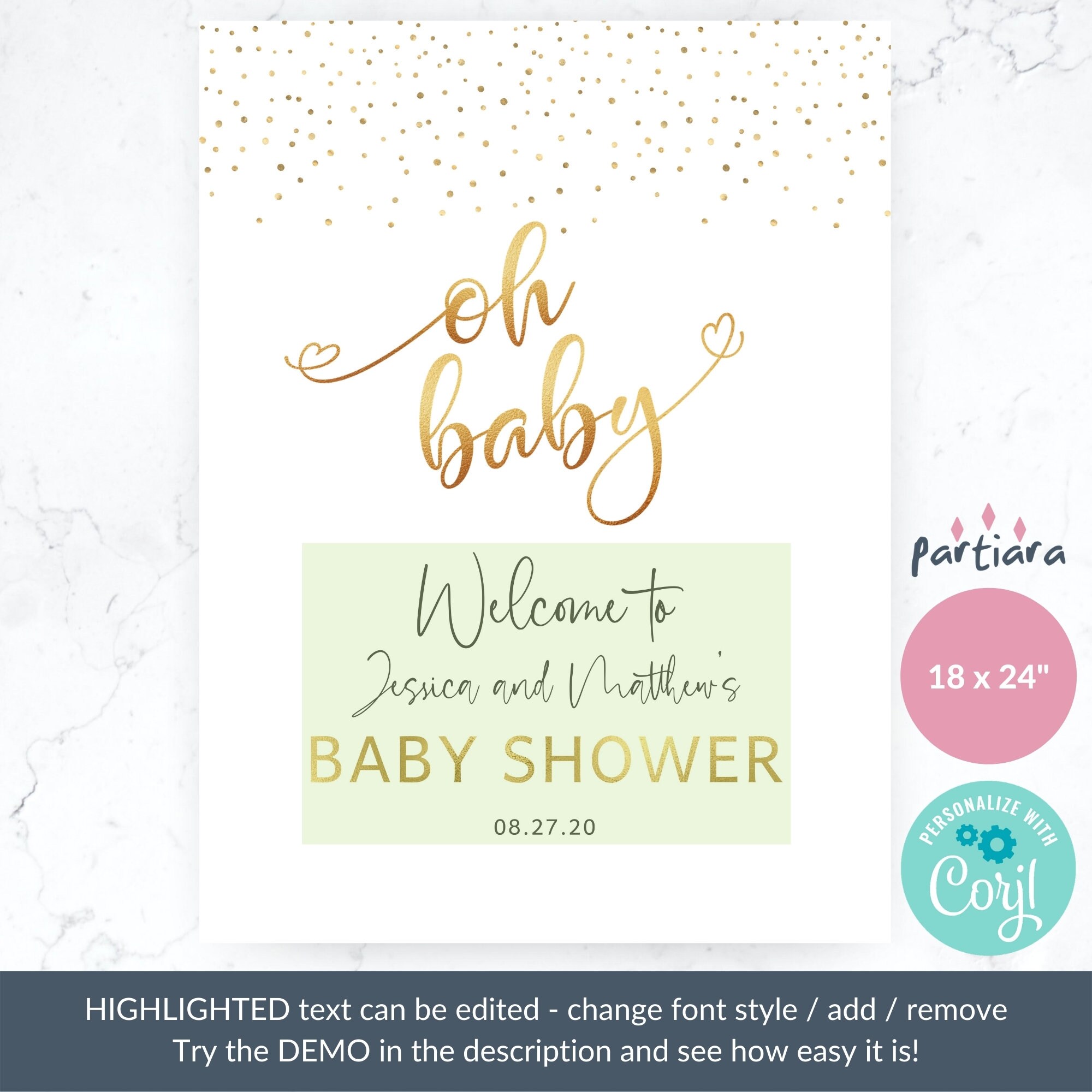 EDITABLE Baby Shower Welcome Sign Instant Download Printable | Etsy