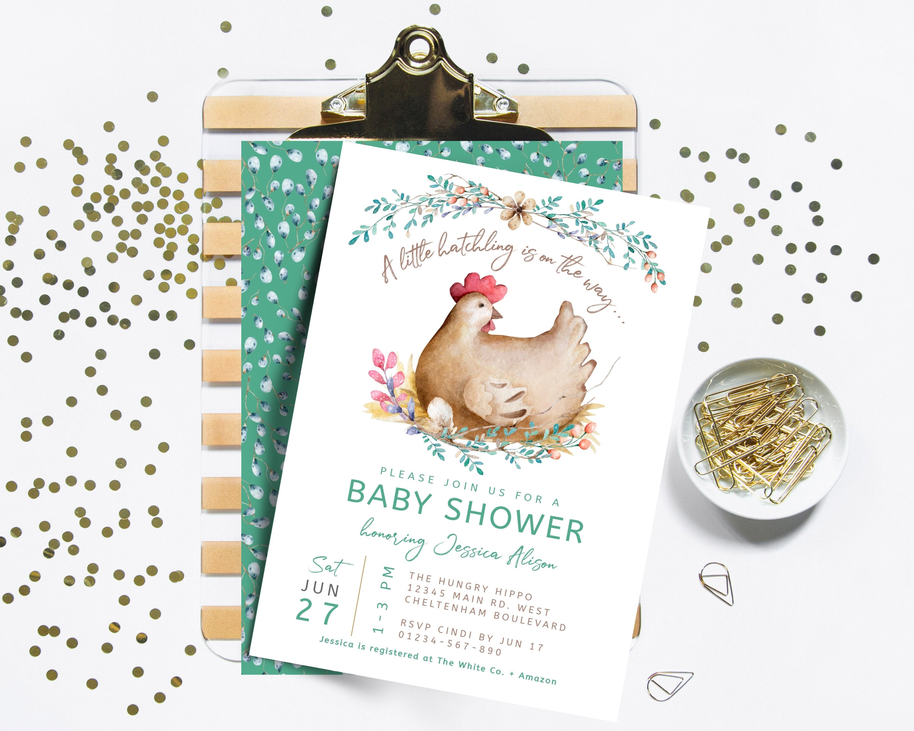 Chicken Baby Shower Invitation Template Rustic Farmyard Baby Etsy